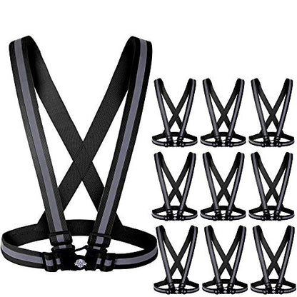 Dazonity High Visibility Safety Vest,10 Packs, Black,Lightweight,Adjustable & Elastic Vest,Hi Vis Reflective Strips, Fit for Men & Women, Construction,Cycling, Runnning, Surveyor - color: Black-10packs
