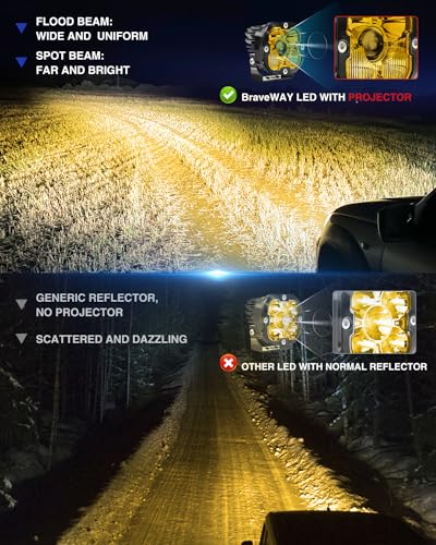 3 inch Yellow LED Fog Light Pods for Offroad Trucks Pickup Motorcycle UTV Amber Ditch/Rear Chasing/A-Pillar Lights 3000K 2PCS(+DT Wiring Harness) - size: 3 inch Yellow