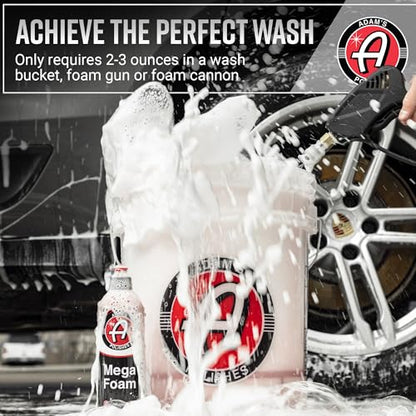 Adam’s Mega Foam (5 Gallon) - pH Neutral, Ultra Concentrated for Foam Cannon, Foaming Spray Gun, or Bucket – Safe for Wax, Sealants & Ceramic Coating – High Suds Car Cleaner - size: 640 fl. oz (5 Gallon)