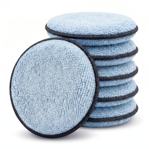 6 Pack 5 Inch Car Wax Applicator Pads, Microfiber and Foam Reusable Pads for Buffing, Detailing and Fine Polishing, for Car Cleaning, Waxing and Care(Blue2) - color: Blue (Black Edge), size: 6pcs