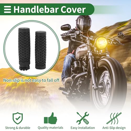 Motoforti 1" 25mm 1.1" 28mm Motorcycle Hand Grips Cover Kit Non Slip TPU Handlebar Cover for Motorcycle Scooter Bicycle ATV Black 1 Set