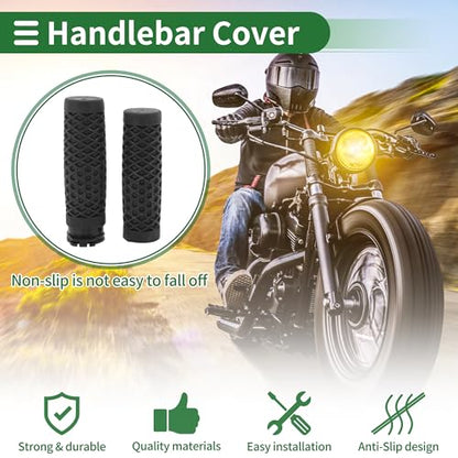 Motoforti 1" 25mm 1.1" 28mm Motorcycle Hand Grips Cover Kit Non Slip TPU Handlebar Cover for Motorcycle Scooter Bicycle ATV Black 1 Set