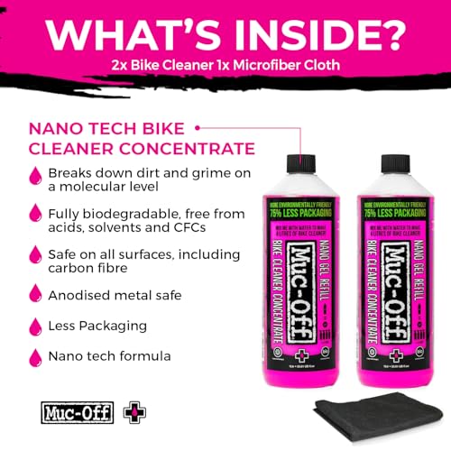 Muc-Off Bike Cleaner Concentrate | Powerful Nano Tech Bike Cleaner | Safe on Carbon Fibre, Biodegradable Formula for Bicycle and Motorcycle Cleaning - size: 33.81 Fl Oz (Pack of 2)