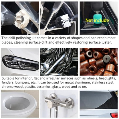Unicaravan Aluminum Wheel Polishing Kit for Drill Buffing Wheel for Car Motorcycle Wheel Rim Manifold Polishing for Stainless Steel Chrome Wood Plastic Ceramic Glass Woods Machine Jewelry etc 14PCS - style: 14PCS