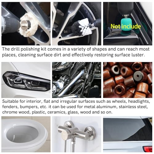 Unicaravan Aluminum Wheel Polishing Kit for Drill Buffing Wheel for Car Motorcycle Wheel Rim Manifold Polishing for Stainless Steel Chrome Wood Plastic Ceramic Glass Woods Machine Jewelry etc 21PCS - style: 21PCS