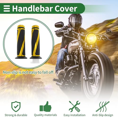 7/8" 22mm 15/16" 24mm Motorcycle Hand Grips Cover Kit Non Slip Aluminum Alloy Rubber Handlebar Grips for Motorcycle Scooter Bicycle ATV Yellow 1Set - color: Yellow