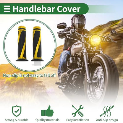 7/8" 22mm 15/16" 24mm Motorcycle Hand Grips Cover Kit Non Slip Aluminum Alloy Rubber Handlebar Grips for Motorcycle Scooter Bicycle ATV Yellow 1Set - color: Yellow