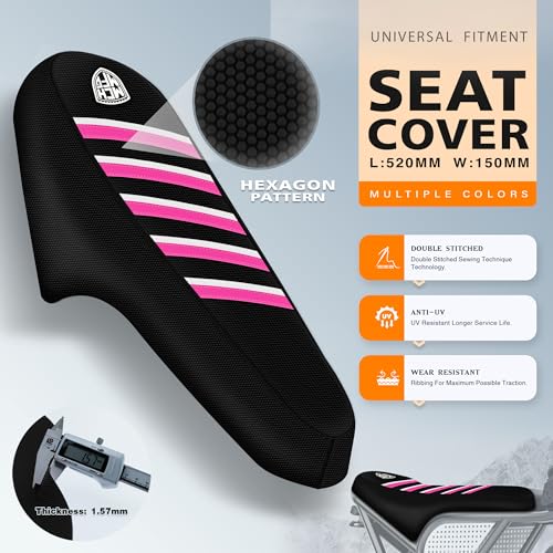 Ribbed Ebike Seat Cover Compatible with Ridstar Q20 Electric Bike Non-Slip Waterproof Anti-UV Protect Seat Cushion (Pink White) - color: Pink White