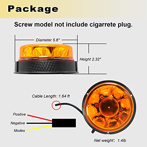 Agrieyes Beacon LED Strobe Lights with Replaceable Lens, Emergency Warning Essential, Amber Flashing Light for Vehicles, Trucks, Tractor, Postal Car - size: Screw