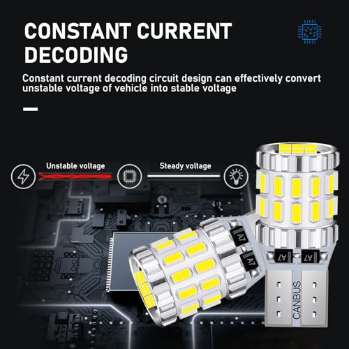 gunhunt Pack-2 Car Wide Lights, 3W Led Light Bulbs, Aluminum Reading Lights, License Plate Lights, Instrument Lights, Auto Bulb Replacements, Universal for Most Cars, Trucks, SUVs (White) - color: White