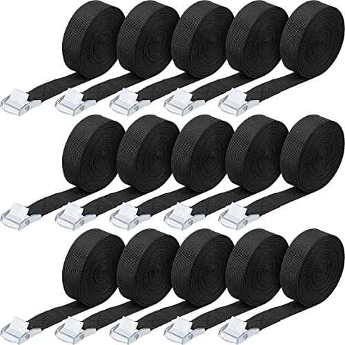 Riakrum 15 Pack 4 Feet Lashing Straps Adjustable Kayaks Tie Down Cam Buckle Straps with Buckles up to 250lbs for Cargo, Luggage, Motorcycles, Truck, Car Roof Rack, Sup Surfboard(Black) - color: Black, size: 4 Feet