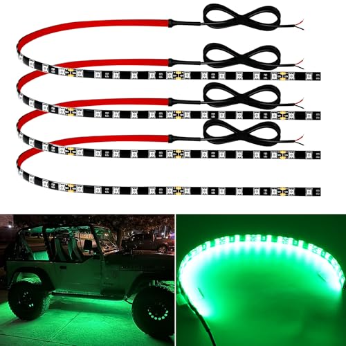 12V Led Light Strip 18" Connectable Green LEDs Strip Lights for Car Motorcycle Golf Cart Automotive Trucks Boat Marine Waterproof Led Light Strip, 4Pack - color: Green Led Strip Connectable, size: 18Inch/45CM