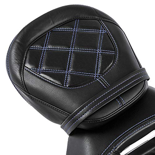 Low-Profile Rider Driver Passenger Pillion Seat Set Fits for Harley Touring 2009-2023 Road King FLHR Street Glide Road Glide Street Glide Ultra Limited - color: Seat Blue