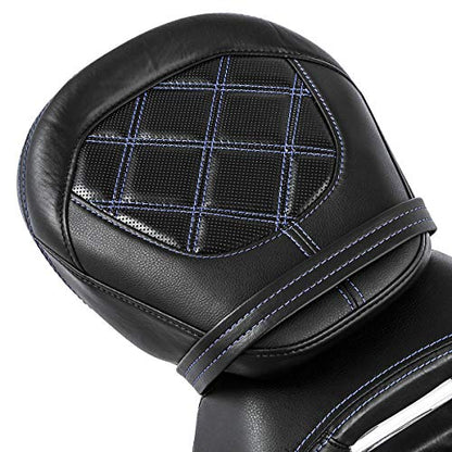 Low-Profile Rider Driver Passenger Pillion Seat Set Fits for Harley Touring 2009-2023 Road King FLHR Street Glide Road Glide Street Glide Ultra Limited - color: Seat Blue