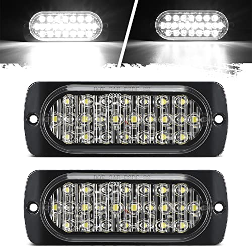 Partsam 2Pcs 4.4" White 24 LED Trailer Side Marker Clearance Lights, Aluminum Housing Surface Mount Reverse/Backup/Running Lights for Motorcycle Trailer Truck Tractor RV, IP67 Waterproof - color: White