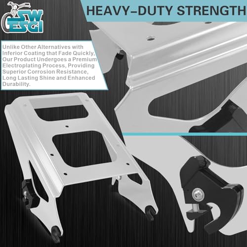 Detachable Two Up Tour Trunk Mounting 09-13 2-Up Tour Trunk Mounting Rack Compatible Harley Davidson Touring Street Glide Road King Road Glide Electra Glide (2009-2013 Rack Chrome) - color: 2009-2013 Rack Chrome