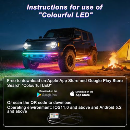 Underglow LED Lights for Cars - 8PCS RGB+IC Chasing Kit with 252 LEDs, IP67 Under Car Neon Lights with APP，Remote Control, Sound Active Multicolor Light Bar for Trucks SUVs RV, 12V Universal Fit - color: Trucks/SUVs/RV Class B & B+