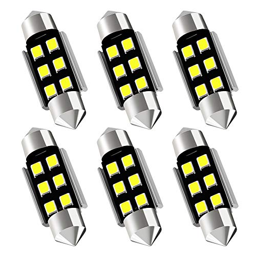 AUXLIGHT 6418 6411 DE3425 C5W DE3423 36MM 1.42”Festoon Canbus Error Free LED Interior Light Bulbs 6000K Xenon White, Super Bright 6SMD Chips for Dome Map Door Courtesy License Plate Lights (Pack of 6) - color: Xenon White, size: 36MM