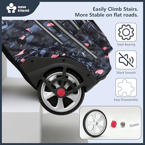 NEW TILAMI 20" Rolling Backpack for Teens Adults, Climbing Stairs Waterproof Backpack with Wheels for School Business Trave Camping with Laptop Compartment, Fit 17 Inch Laptop, Grey Stone - color: Grey Stone