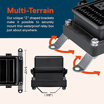 True Mods 12V DC Auto Waterproof Fuse 5-Pin Relay Box Block [6 ATC/ATO Fusible Holder] 6 Bosch Style Universal Relay Block Holder for Automotive Vehicles Cars Marine Boat Offroad Jeep Light Equipment - style: Fuse/Relay Kit