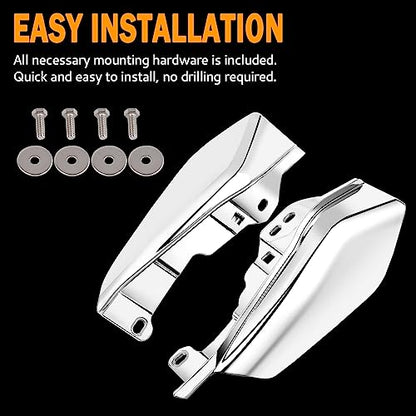 PBYMT Mid Frame Air Deflectors Heat Shield Compatible for Harley Touring Road King Street Electra Glide 2009-later Also Compatible with Models Equipped with Coolflow Fan(Chrome)