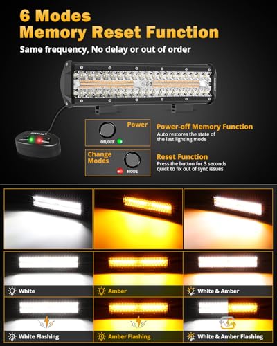 Auxbeam 6 Modes Amber White Series 12 Inch 300W LED Light Bar Dual Color Strobe Function Spot Flood Combo Beam Flashing LED Offroad Light for Pickup Truck Car Jeep - color: 12"