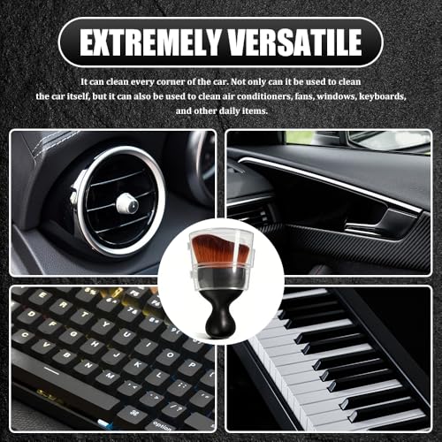 Car Detailing Brushes, Car Cleaning Brush, Auto Interior Soft Bristles Curved Cleaning Brush, Auto Detailing Dusting Tool Universal for Dashboard Air Conditioner Vent Computer (Black Brown) - color: Black Brown