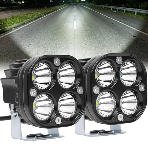 Motorcycle Driving Lights White LED Pods Lights 3’’ 40W LED Driving Off Road Lighting 12V 24V Spot Cube Light for Truck ATV UTV SUV Bike Car Boat Trucks LED Spotlights with 6 Light Beads 2PCS - color: White