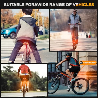 Bike Tail Light with Turn Signals USB Rechargeable Bike Turn Signals 120 Lumens Ultra Bright LED Turn Signals for Bicycle 5 Mode with 10PCS Safety Reflective Tape for Cycling Electronics