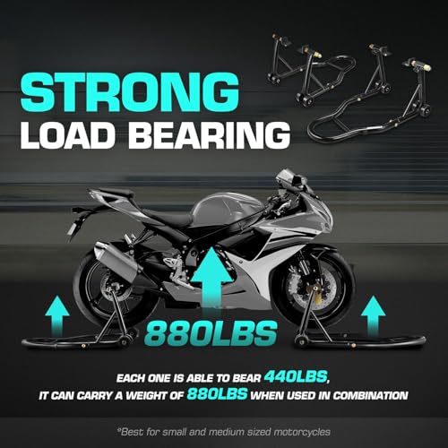 DNA Motoring Motorcycle Stand Lift Universal Paddock Lift Stand 880 Capacity Front Wheel Fork Stand Rear Wheel Swingarm Spool Stand for Suzuki Yamaha BMW Kawasaki Honda TOOLS-00778 - style: Wheel Swingarm Spool Stand