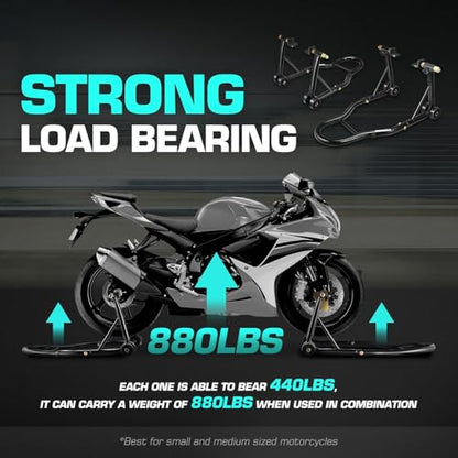 DNA Motoring Motorcycle Stand Lift Universal Paddock Lift Stand 880 Capacity Front Wheel Fork Stand Rear Wheel Swingarm Spool Stand for Suzuki Yamaha BMW Kawasaki Honda TOOLS-00778 - style: Wheel Swingarm Spool Stand