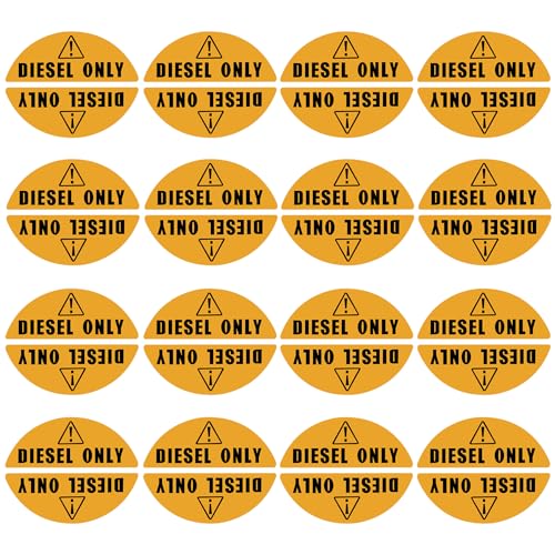 16 Pairs of Diesel Only Stickers for Car Van Truck Vehicle Boat Oil Tank Fuel Filler Gas Cap Lid Cover Weatherproof Adhesive Decals Yellow - color: Diesel Only Yellow (16 Pair)