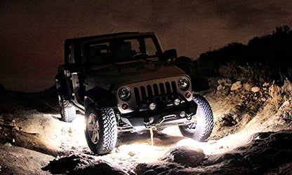 iJDMTOY 4pc Universal Fit 3-Chipset 9W High Power LED Rock Light Kit Compatible with Jeep Truck SUV Off-Road Boat, Xenon White - color: White