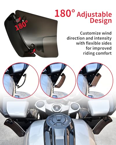 Adjustable Side Wings Wind Air Deflector Fairing for Road Glide 24-26, Smoked Wind Deflectors Fairing Side Shield for Harley FLTRXSE 23-26 FLTRT FLTRXL 2026-later Accessory