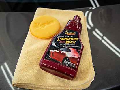 Meguiar's Deep Crystal Carnauba Wax, High-Grade Carnauba Liquid Car Wax for Long-Lasting Protection, Creates a Brilliant Shine and Gloss, Blocks UV Rays, Ideal Step for After Polishing, 16 Oz