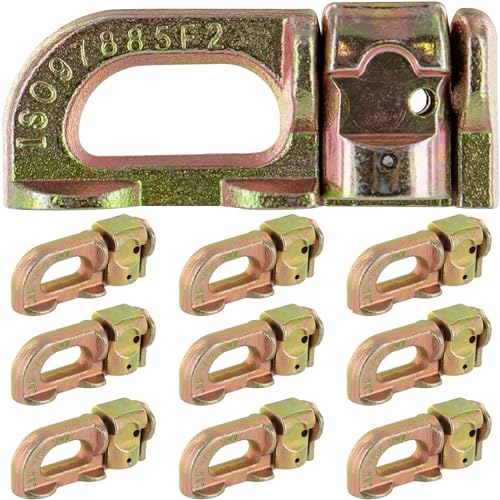 US Cargo Control L Track Double Stud Fitting (10 Pack) 5,000 Pounds Break Strength, Use with L Track Rails in Truck Bed or Trailer to tie Down ATV, Motorcycle, Automatic Locking with Spring Release - size: 10 units