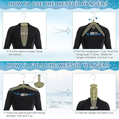 Wetsuit Hanger, Gimilife Quick Dry Foldable & Vented Dryer for Wetsuit Dry Suit, Surfing & Scuba Diving Accessory, Perfect to Dry Wetsuit Drysuit Life Jacket or BCD（1 PCS ） - color: Olive Green