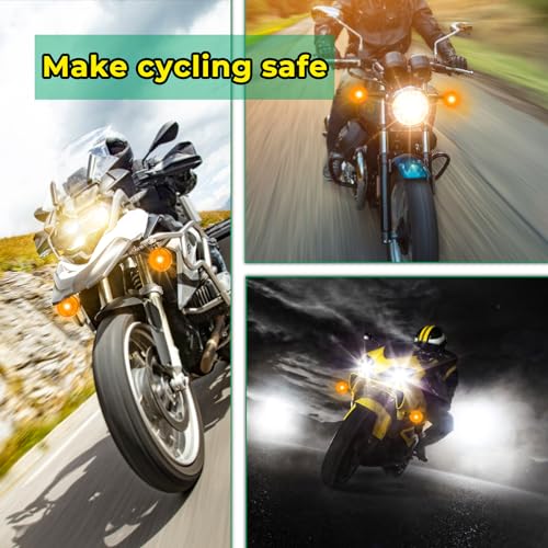 Universal Motorcycle Turn Signal Light Kit with Wiring Harness & Adjustable Flash Relay, 4PCS Amber LED Indicator Lights, Horn Switch Handlebar Control, Plug and Play for Dirt Bike Scooter ATV