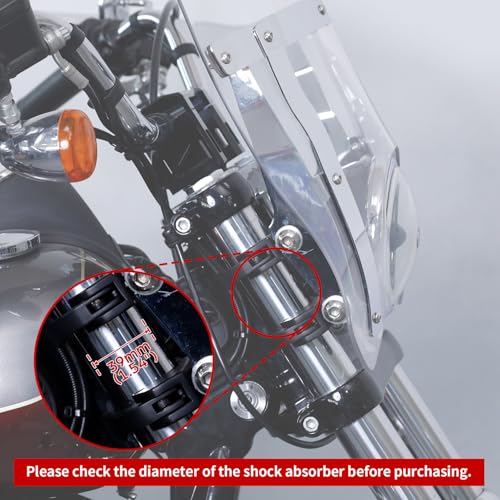 Fairing Windshield SLMOTO Clear Quarter Head Fairing Windshield w/ 39mm Fork Clamps Fit for Harley VRSCA VRSCAW Sportster XL 883 1200 Dyna - color: Clear Windshield + Black 39mm Clamps