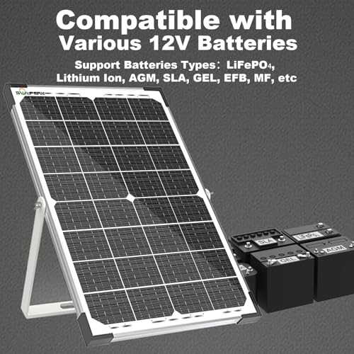 SOLPERK 30W Solar Battery Charger Solar Battery Maintainer + Upgrade 10A MPPT Charge Controller + Adjustable Mount Bracket for Car RV Boat Motorcycle，12V Waterproof Solar Panel Kit Trickle Charging - size: 30W MPPT