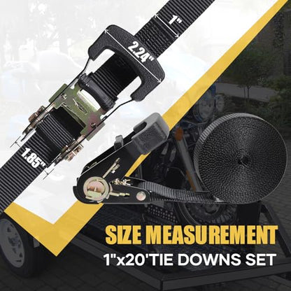 Ayaport Endless Ratchet Straps (No Hooks) 1" x 20' Heavy Duty Small Ratchet Tie Down Straps 1860lbs Break Strength Black Tie Downs for Cargo, Truck Bed, Motorcycle, 2Pcs - size: 20' x 1"-2pcs