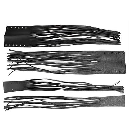Qiilu Motorcycle Clutch Tassels, Universal Hand Grips Tassel Fringe Wrap Cover Motorcycle Brake Clutch Lever Streamer 7/8in 1in Fit for (Black) - color: Black