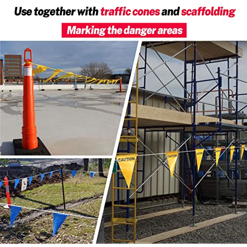 OSHA 500LB Rated Flags Caution String Pennants Warn of Rooftop, Hazardous Areas, Traffic Control. Marking Construction Sites.(37FT String) - size: 7"x10"x37Ft, style: Yellow Caution
