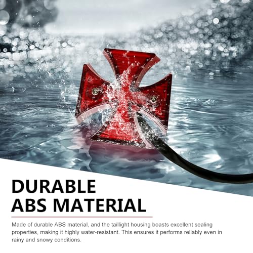 LED Rear Tail Brake Light, Cross High Brightness Modified Tail Light for License Plate Brake & Turn Signal Lamp, Waterproof Housing Integrated Running Lamp, Universal for Most Motorcycle (Red)