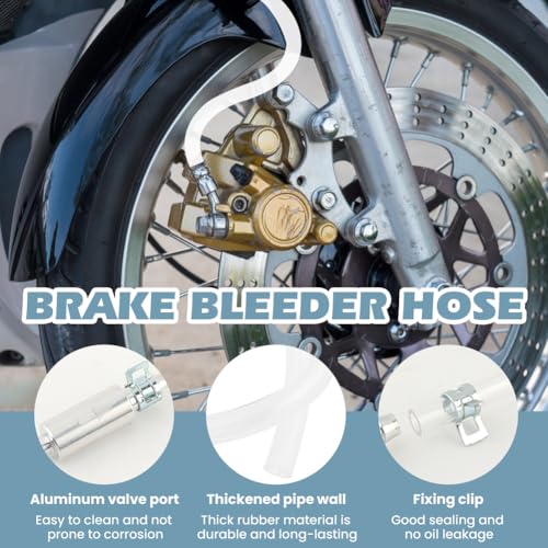 Universal Brake Fluid Bleeder Kit – Brake Bleeder Hose with One-Way Check Valve | Fits Car, Motorcycle & Clutch Hydraulic Systems | Soft Tube + 2 Metal Clips Included