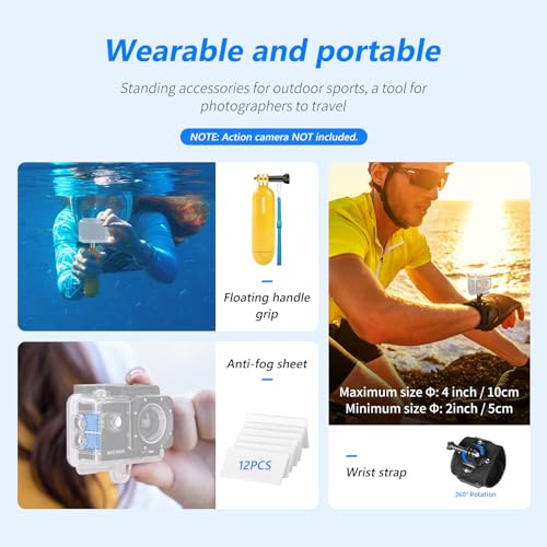 NEEWER 50 in 1 Action Camera Accessories Kit & Motorcycle Helmet Chin Strap Mount Kit, Compatible with GoPro Hero DJI OSMO Insta360 SJCAM DBPOWER AKASO VicTsing APEMAN WiMiUS QUMOX Lightdow Campark