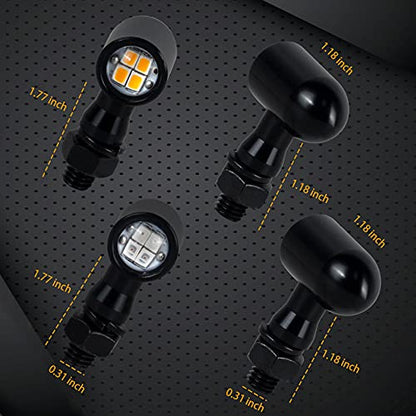 Front Rear Motorcycle Turn Signals, Mini Size Led Brake Tail Lights Universal Compatible with Harley Honda Suzuki Triumph Yamaha - color: Front Amber+Rear Red