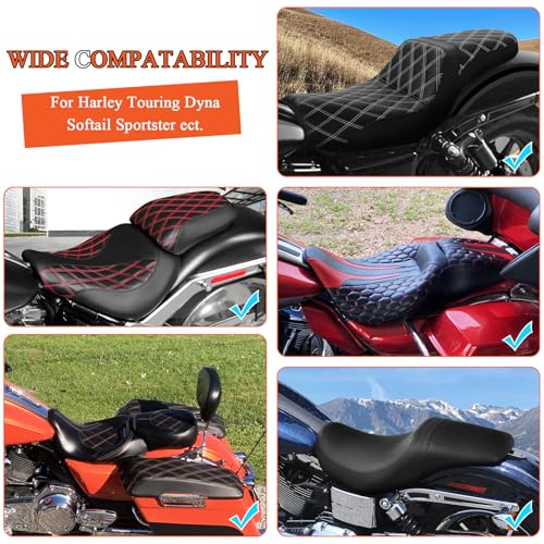 FOVPLUE Seat Rain Cover,Water-Resistant Two-Up Seat Bra Fits Seats up to 23" L x 15" W,Universal for Harley Touring CVO Electra Glide Street Glide Road Glide Road King,Dyna,Softail,Sportster