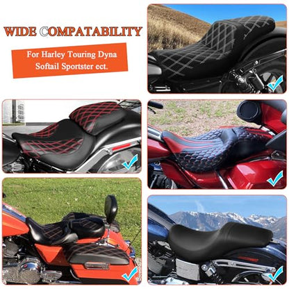 FOVPLUE Seat Rain Cover,Water-Resistant Two-Up Seat Bra Fits Seats up to 23" L x 15" W,Universal for Harley Touring CVO Electra Glide Street Glide Road Glide Road King,Dyna,Softail,Sportster