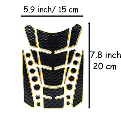 1 Set Gold Universal 3D Motorcycle Gas Tank Sticker, Fuel Tank Protector Decal Pad Self-adhesive and Waterproof - color: Gold